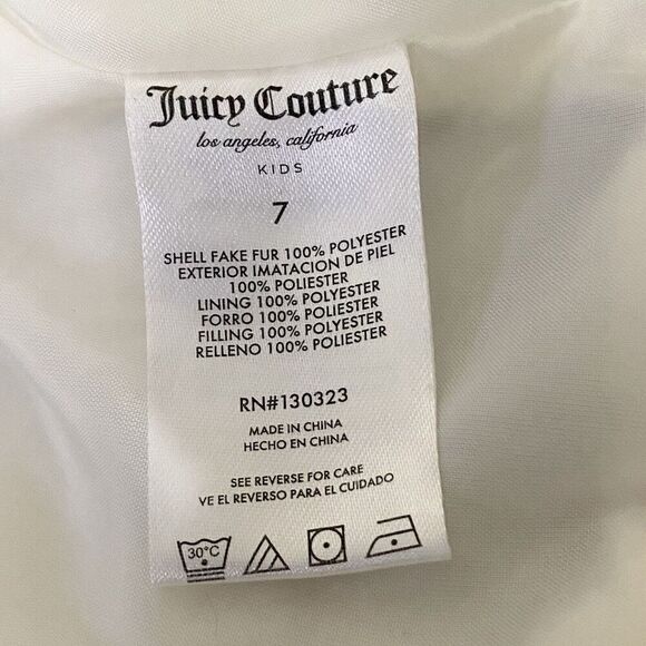 Juicy Couture Kids Girls Size 7 Cream Plush Peacoat Jacket Gold Buttons Lined - Picture 11 of 11